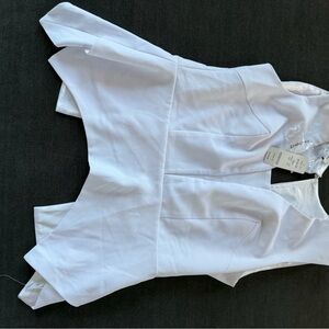 bebe White Sleeveless Peplum Blouse